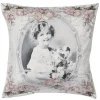 Kussenhoes meisje en rozen wit/roze
