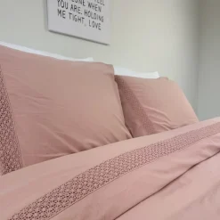 Landelijk dekbedovertrek Maryland oudroze 240*220