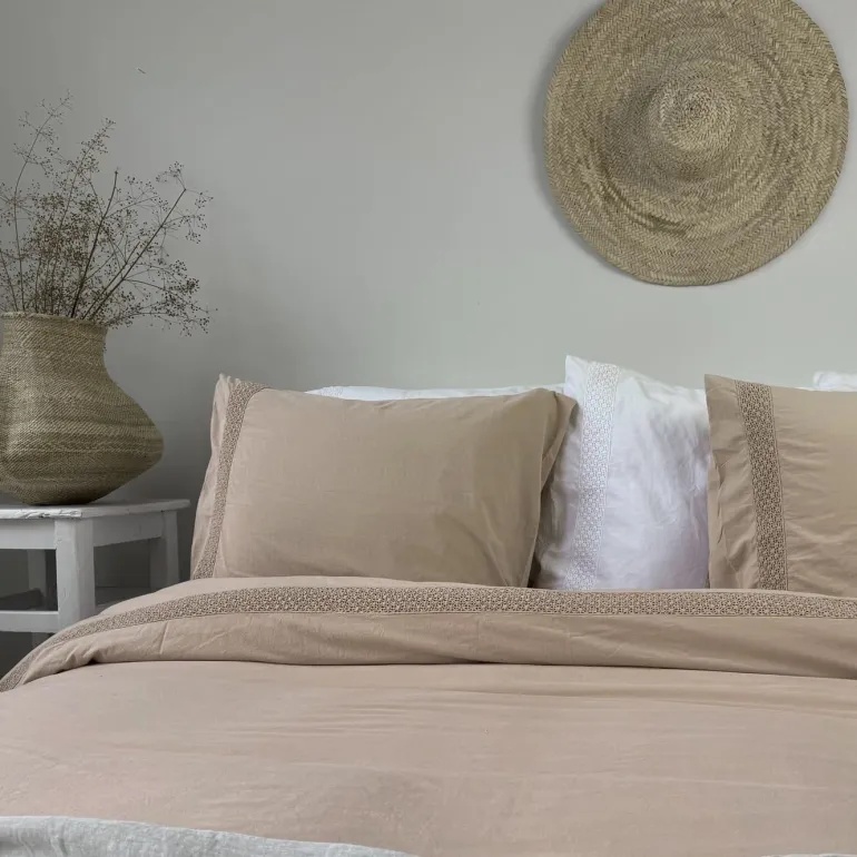 Landelijk dekbedovertrek Maryland zand 240*220