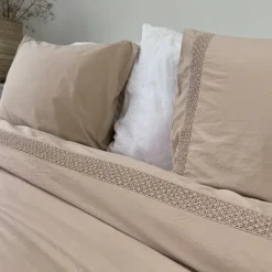 Landelijk dekbedovertrek Maryland zand 240*220