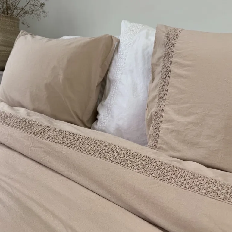 Landelijk dekbedovertrek Maryland zand 240*220