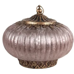 Lantaarn met LED 17*15 roze glas