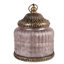 Lantaarn met LED 10*13 roze glas