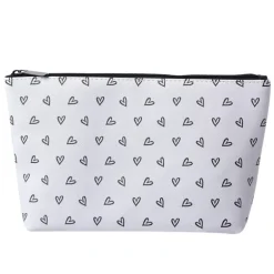 Make-up / toilettas wit hartje zwart