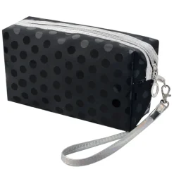 Make-up tas dots zwart 18*10*9
