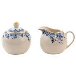 Melk en suikerpot blauwe bloemetjes