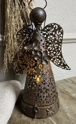 Metalen engel bruin LED 34*20