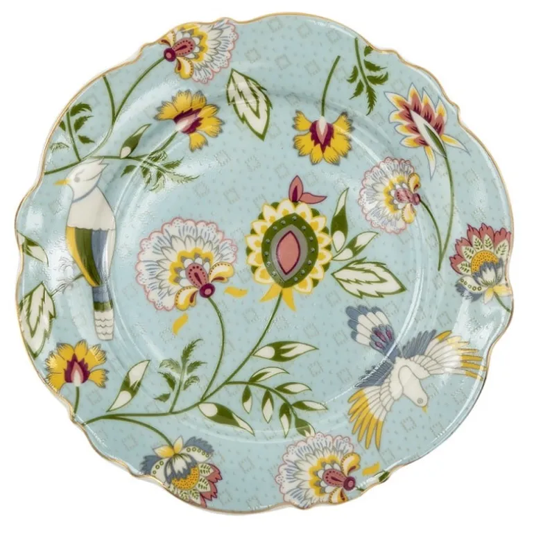 Ontbijtbord bloemen blauw