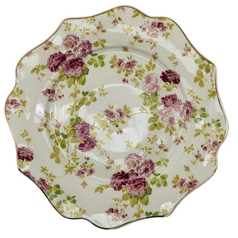 Ontbijtbord roosjes wit