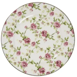 Ontbijt/gebaksbord roosjes 21cm