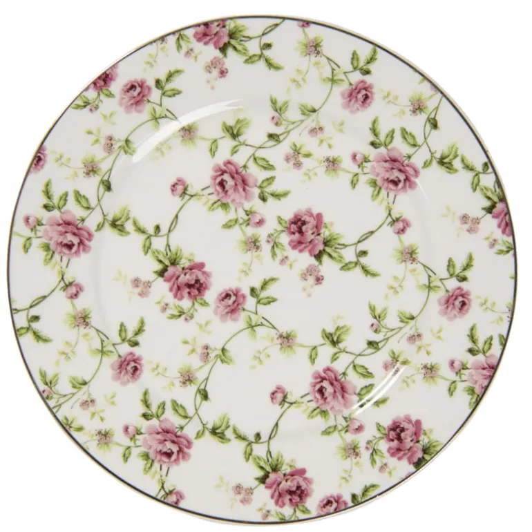 Ontbijt/gebaksbord roosjes 21cm
