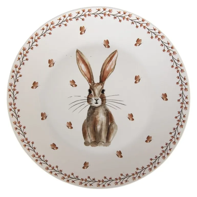 Ontbijt/gebaksbord Rustic Easter Bunny 20 cm