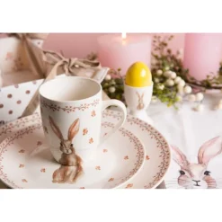 Ontbijt/gebaksbord Rustic Easter Bunny 20 cm
