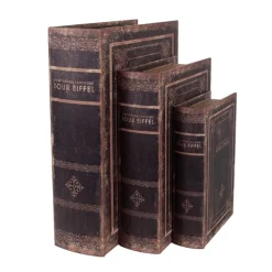 Opbergdozen set van 3 houten dozen bruin vintage