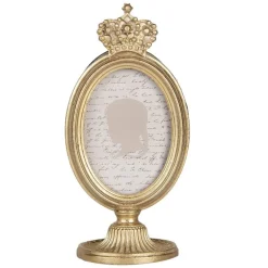 Ovaal fotolijstje op voet kroon goudkleur 7*9