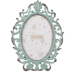 Ovale brocante fotolijst groen 9*13