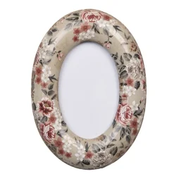 Ovale fotolijst bloemen beige keramiek 9*13