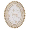 Ovale fotolijst bloemetjes wit/goud 13*18