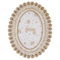 Ovale fotolijst wit/goud 10*15