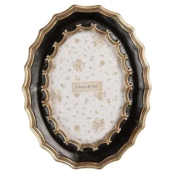 Ovale fotolijst zwart/goud 10*15