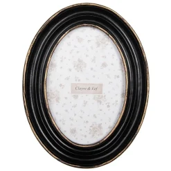 Ovale fotolijst zwart/goud 10*15