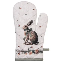 Ovenhandschoen haas en roosjes groen
