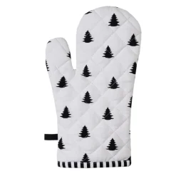 Ovenhandschoen kerstboom wit/zwart
