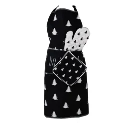 Ovenhandschoen kerstboom wit/zwart