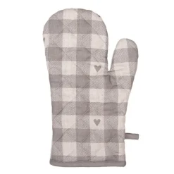 Ovenhandschoen Love It hartjes beige/grijs