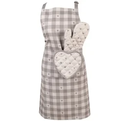 Ovenhandschoen Love It hartjes beige/grijs