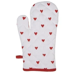 Ovenhandschoen Love It hartjes rood/wit