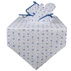 Ovenhandschoen roosjes blauw