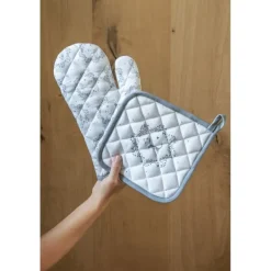 Ovenhandschoen wit/grijs hond