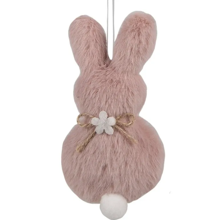 Paashanger konijn roze pluche 11 cm