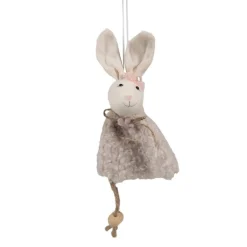 Paashanger konijntje met jurkje beige 16 cm