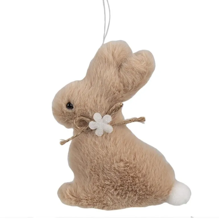 Paashanger pluche konijntje lichtbruin 10 cm