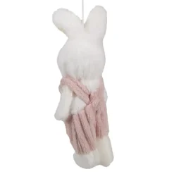Paashanger pluche konijntje wit/roze 14 cm
