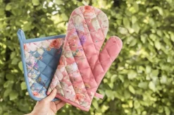 Pannenlap roze met bloemen