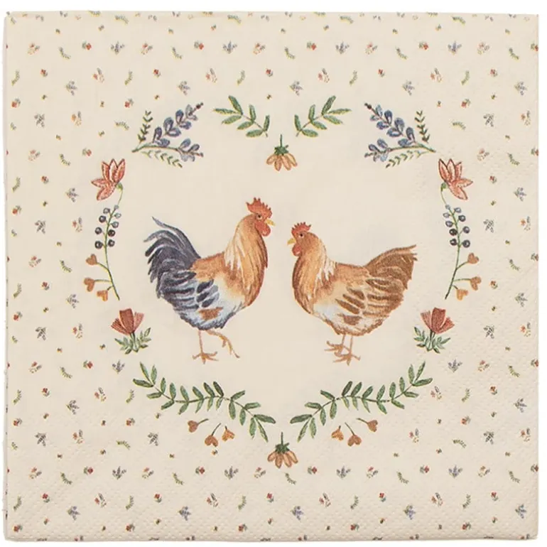 Papieren servetten (20) Chicken and Rooster