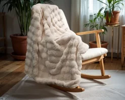 Plaid imitatie konijnenbont zand 150*200