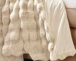 Plaid imitatie konijnenbont zand 150*200