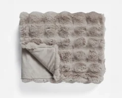 Plaid imitatie konijnenbont taupe/rose 150*200