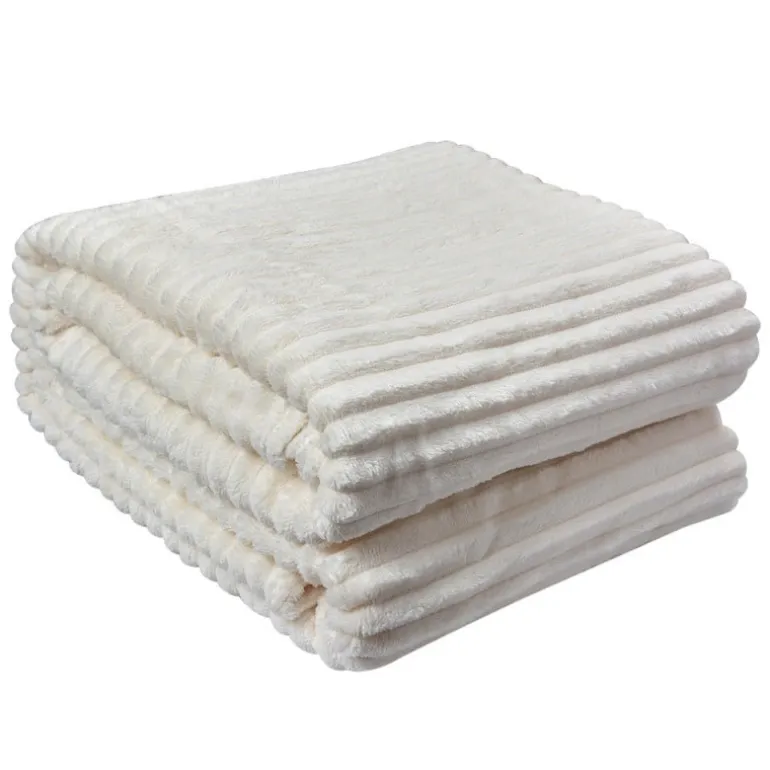 Plaid smalle ribbel wit 180*200