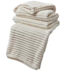 Plaid smalle ribbel wit 180*200