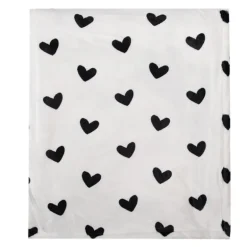 Plaid wit met zwarte hartjes 130*170