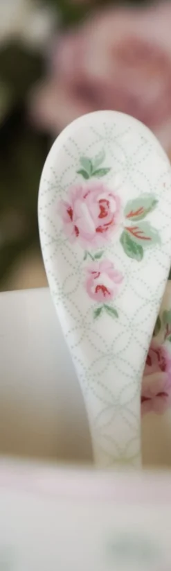 Porseleinen lepel roosjes Lucy groen