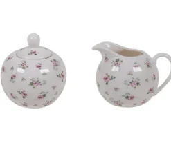 Porseleinen melkkan en suikerpot roosjes Lisa