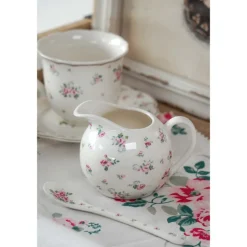 Porseleinen melkkan en suikerpot roosjes Lisa