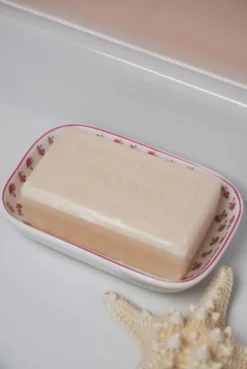 Porseleinen zeephouder roosjes