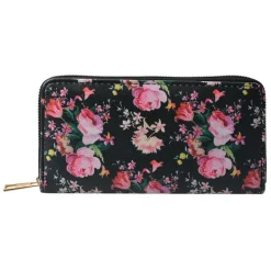 Portemonnee zwart met roosjes